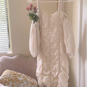 F21 Off shoulder Pom Pom sleeve dress